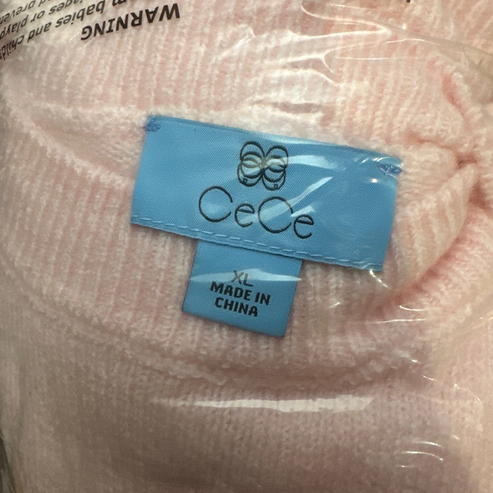 NWT CeCe Women’s XL Top Sweater Pullover Oversize Knit Pink “Be Wine” - Picture 5 of 5